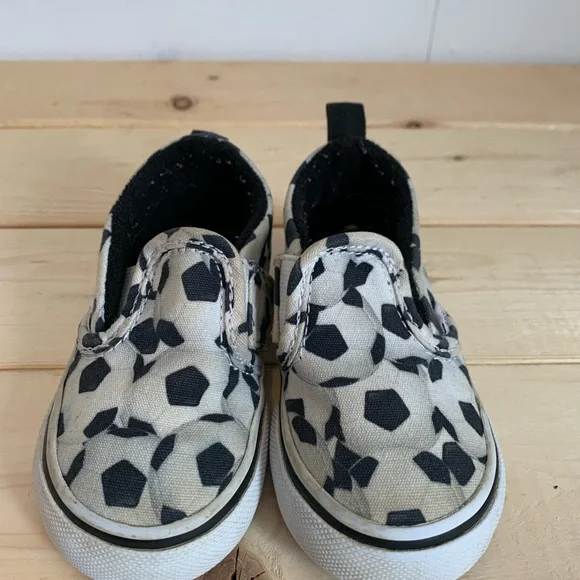 Vans Toddler Slip-On Soccer Print Shoes - Black & White-Toddler Size 5 - Picture 2 of 11